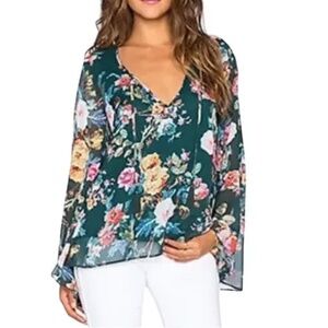 Show Me Your Mumu Bardot Floral Blouse Top Size Small